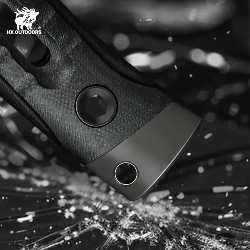 HX Outdoors Rock Apex Bushcraft Knife - 3.8" DLC Coated Magnacut Blade Black G10 Handle Kydex Sheath with Firesteel Cyclaire Knives and Tools