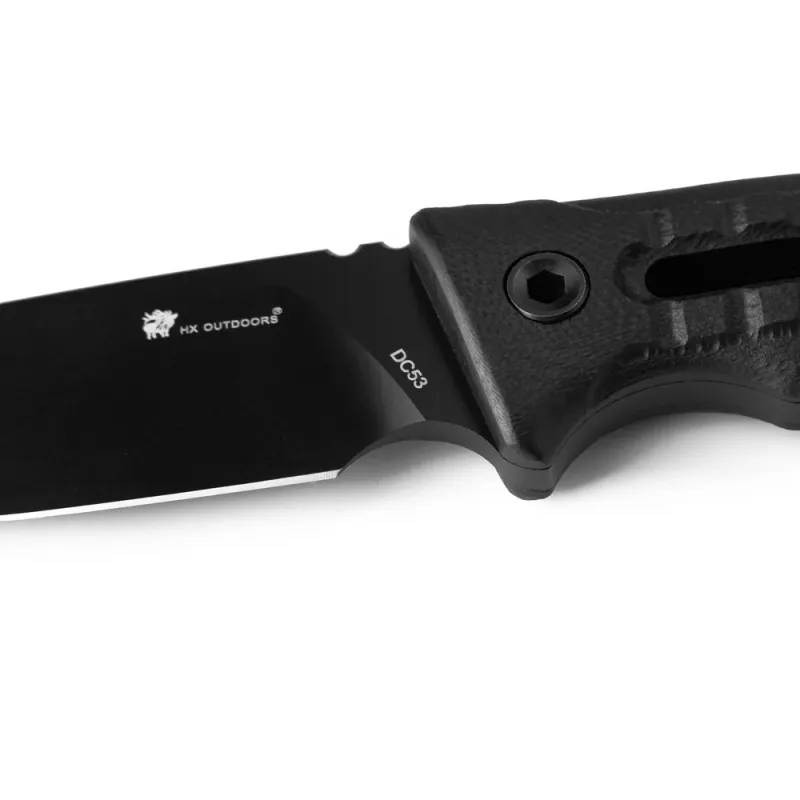 HX Outdoors Rock Apex SE - 3.15" Black Titanium Coated DC53 Blade Black G10 Handle Cyclaire Knives and Tools