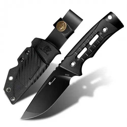 HX Outdoors Rock Apex SE - 3.15" Black Titanium Coated DC53 Blade Black G10 Handle