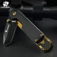 HX Outdoors ZD-095 UK EDC Pocket Knife with 2" Black Blade Bottle Opener Black and Gold