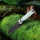 HX Outdoors Hyla Button Lock Pocket Knife - 2.91" 14C28N Black Blade Natural Green Handle