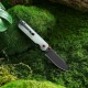 HX Outdoors Hyla Button Lock Pocket Knife - 2.91" 14C28N Black Blade Natural Green Handle