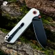 HX Outdoors Hyla Button Lock Pocket Knife - 2.91" 14C28N Black Blade White G10 Handle Cyclaire Knives and Tools