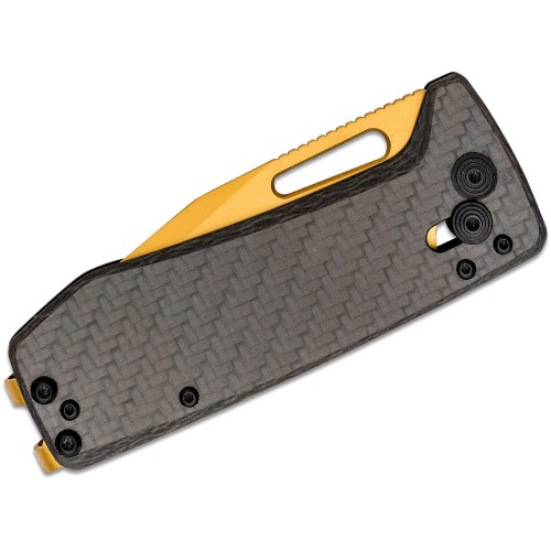SOG Ultra XR Carbon and Gold Folding Knife - 2.8" S35VN Gold TiNi Blade Carbon Fiber Handle