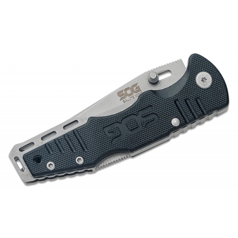 SOG Salute Mini Folding Knife - 3.1" Bead Blast Plain CP Blade, G10 Handle