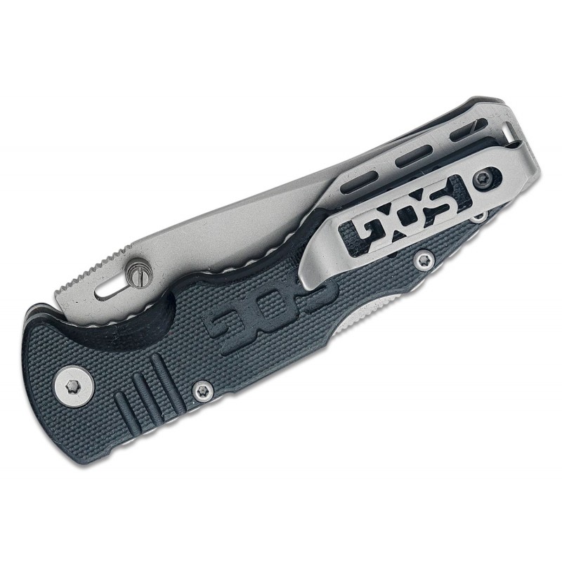 SOG Salute Mini Folding Knife - 3.1" Bead Blast Plain CP Blade, G10 Handle