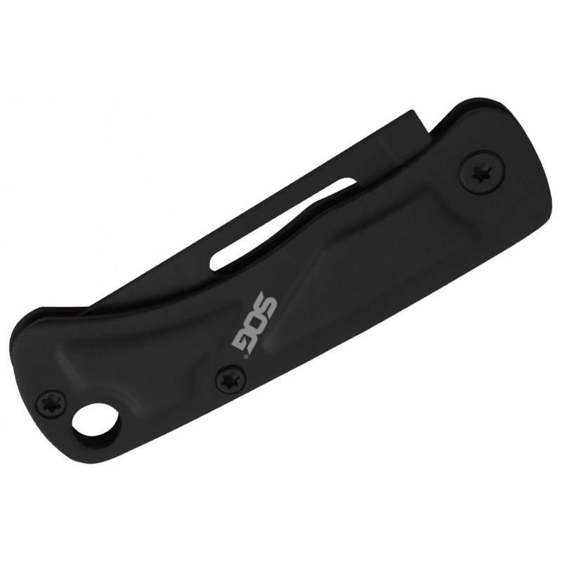 SOG Centi I UK EDC Folding Knife - 1.4" Black Oxide Blade, Black Stainless Steel Handles