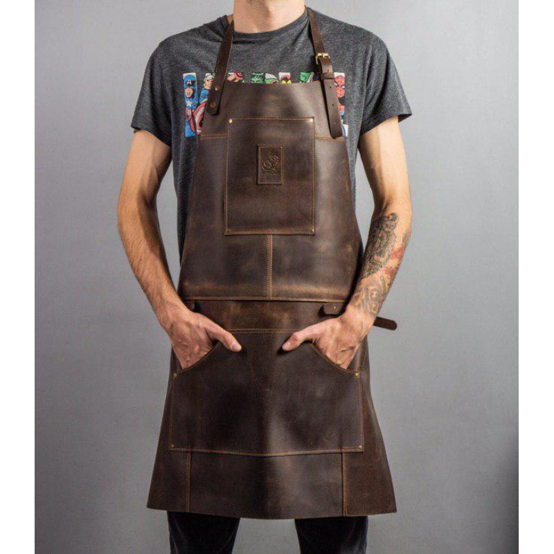 Beavercraft AP2X Genuine Leather Woodworkers Apron - Brown