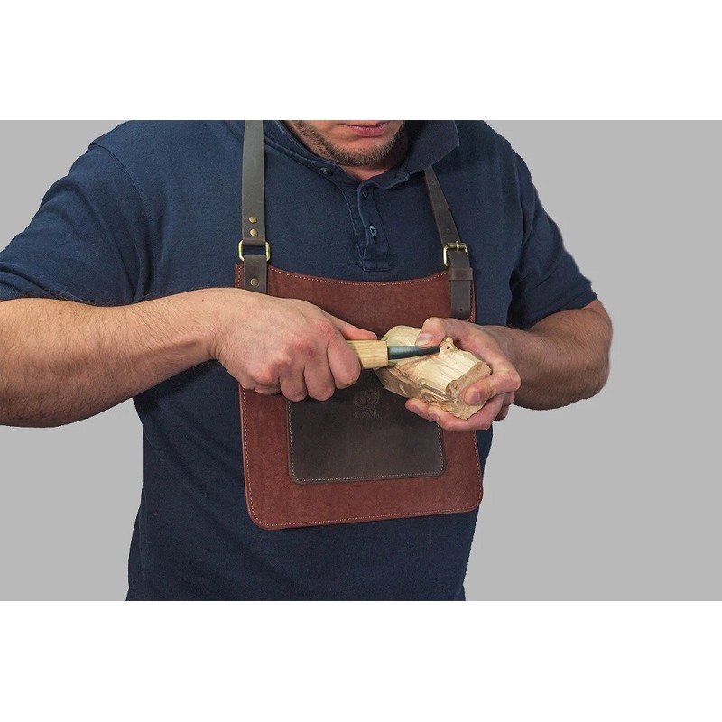 Beavercraft Adjustable Leather Carving Bib for Chest Protection