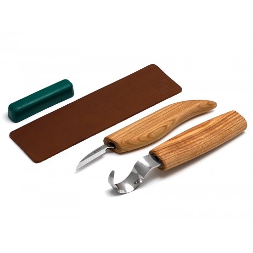  Wood Carving Tools Set for Spoon Carving Kit 3 Knives in Tools  Roll Leather Strop and Polishing Compound Spoon Carving Tools Hook Sloyd  Detail Knife Deluxe Spoon Carving Kit S13X 