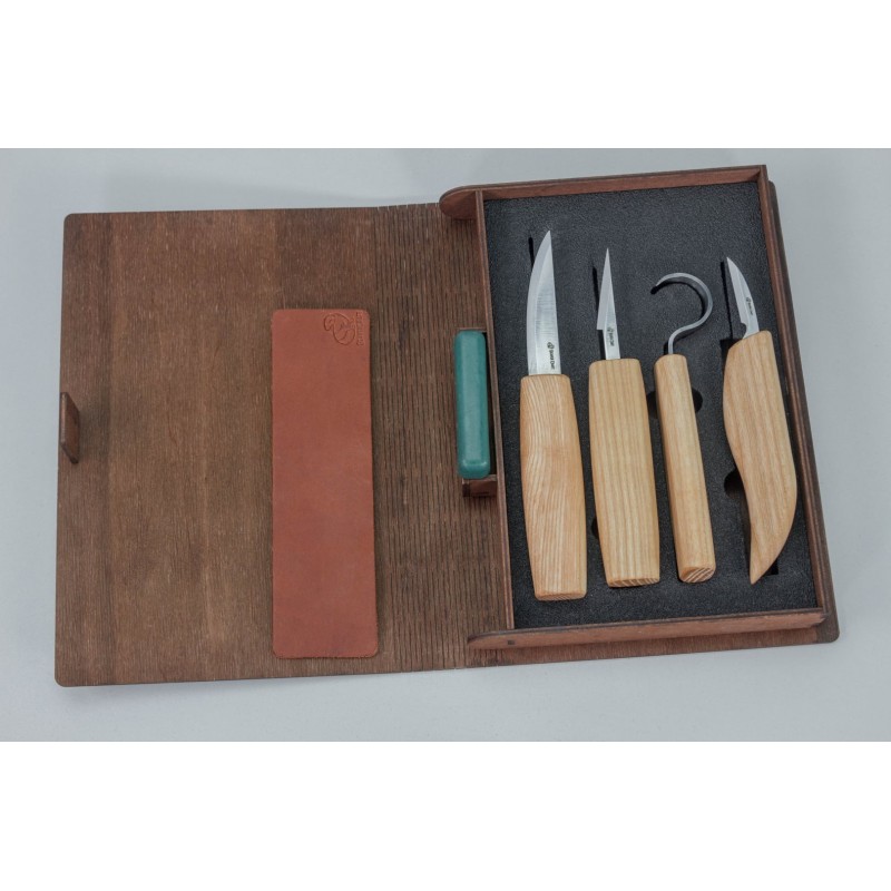 BeaverCraft S09 Gift Set - 6 Piece Spoon and Wood Carving Set In A Book Case