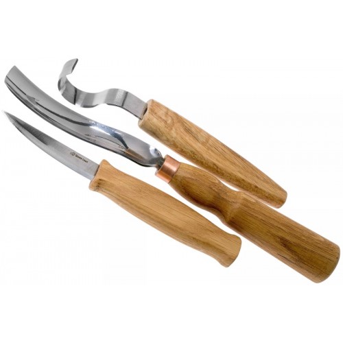 BeaverCraft S14L - 3 Piece Left Handed Spoon Wood Carving Knife Set with Gauge