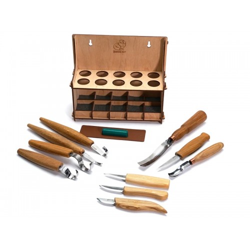 Beavercraft S53 Wood Carving Tool Set of 10 Tools with Tool Holder