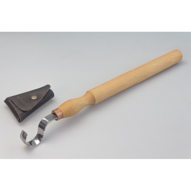 BeaverCraft SK2S Long Double Edge Spoon Hook Carving Knife with Leather Sheath