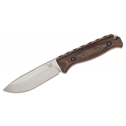 Benchmade Saddle Mountain Skinner Knife - 4.2" S30V DP Blade Wood Handle Leather Sheath