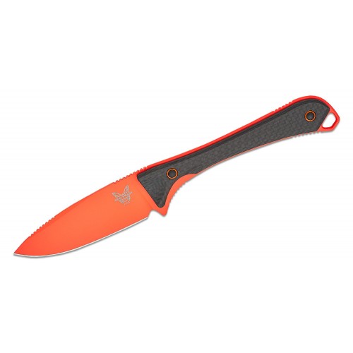 Benchmade Altitude Fixed Blade Knife - 3.08" CPM-S90V Orange DLC DP Blade CF Handle