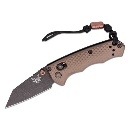 Benchmade Full Immunity Folding Knife - 2.49" Cobalt Black Blade Dark Earth Billet Handle