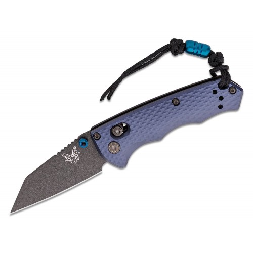 Benchmade Full Immunity Folding Knife - 2.49" Cobalt Black Blade Crater Blue Billet Handle