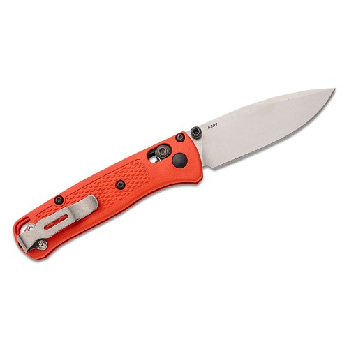 Benchmade 533-04 Mini Bugout - 2.82" S30V Satin Plain Blade, Mesa Red Grivory Handles