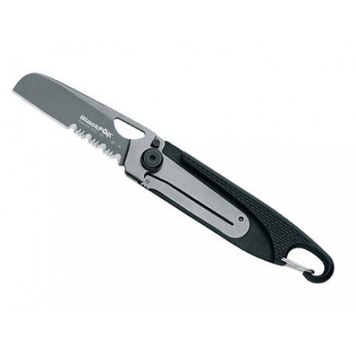 BlackFox Folding Pocket Knife 2.36" Part Serrated Blade with Titanium Coated Black Zytel Handle