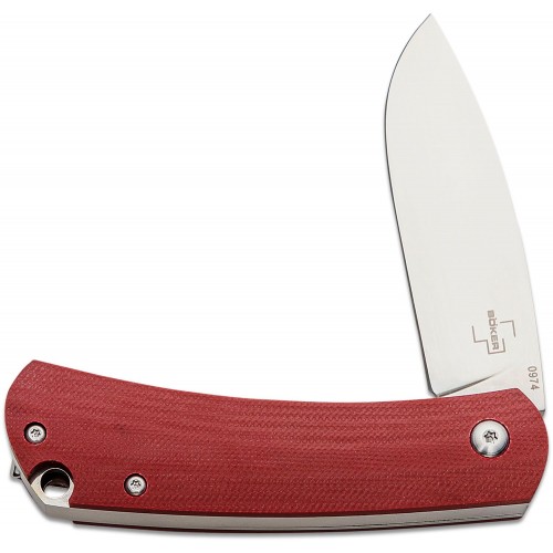 Boker Plus Boston UK EDC Folding Knife - 2.8" D2 Satin DP Blade Red G10 Handle