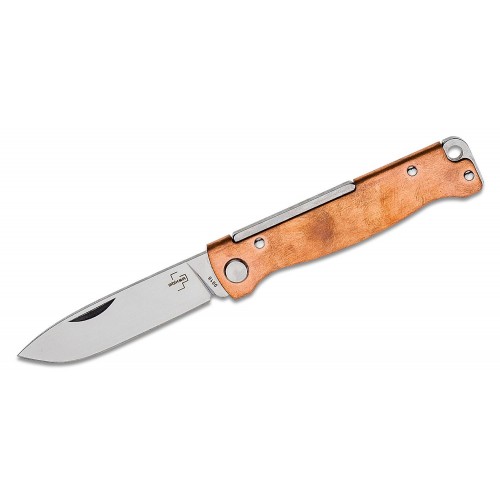 Boker Plus Atlas UK EDC Pocket Knife - 2.64" Stainless Steel Blade Burnished Copper Handle