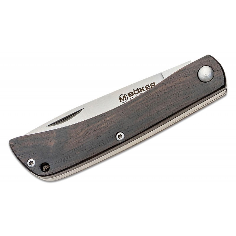 Boker Magnum Kids UK EDC Slipjoint Folding Knife -  3.27" Rounded-Tip Blade, Ebony Wood Handles