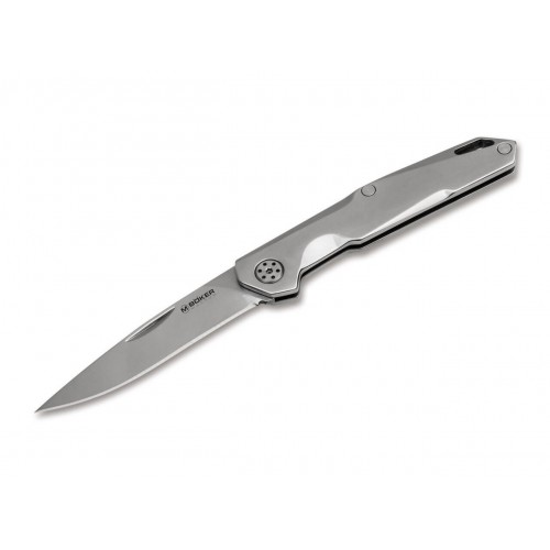 Boker Magnum Shiny UK EDC Knife - 2.36" Blade, Stainless Steel Handle