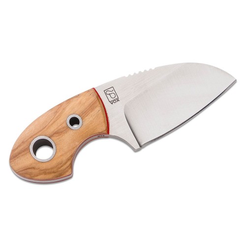 Boker Plus VoxKnives Gnome Fixed Neck Knife - 2.17" Blade Olive Wood Handle with Red Liners