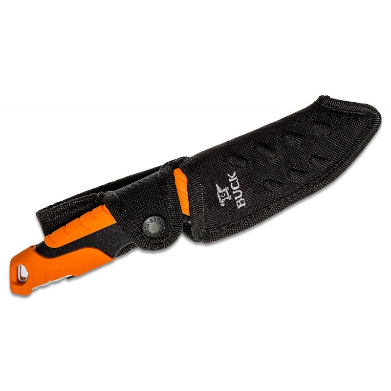 Buck Large Pursuit Pro Fixed Blade Knife with Gut Hook Orange Handle