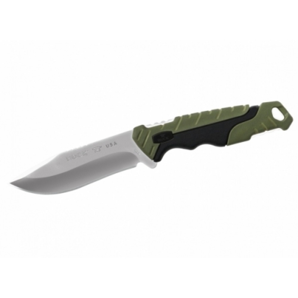 Buck Small Pursuit Fixed Blade Knife Green GRN and Rubber Handle