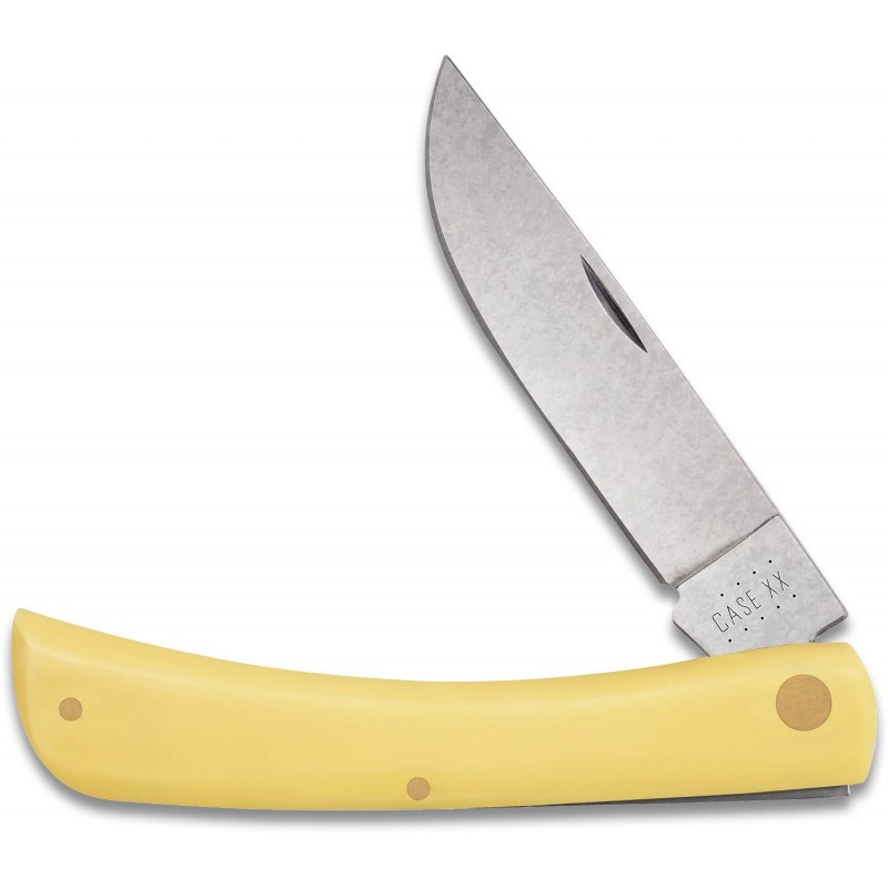 Case Cutlery Yellow Synthetic Sod Buster - Chrome Banadium Skinner Blade, Smooth Yellow Handle