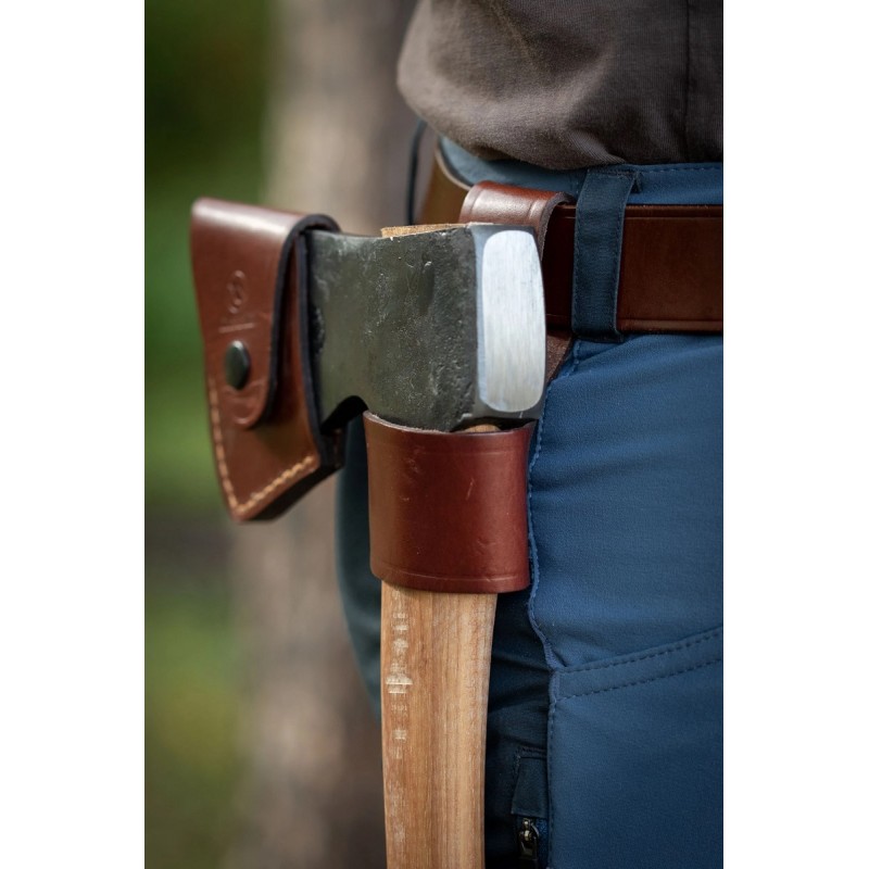 Casstrom Leather Axe Loop in Cognac Brown - 3mm Thick, Fits Belts to 65mm