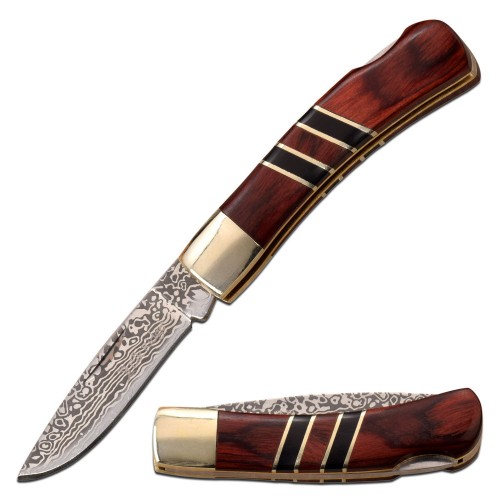 Elk Ridge ER-951WBCR - Manual Folding Gentleman's Knife - 2.25" Blade - Brown Packwood Handle