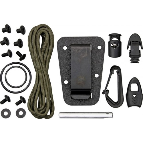 ESEE IZULA Black Neck Knife Fixed 2.875" 1095 Carbon Blade, Black Sheath, Complete Survival Kit