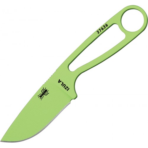 ESEE Izula Venom Green Neck Knife with Survival Kit - 2.875" Carbon Blade, Green Powder Coat, Black Sheath,