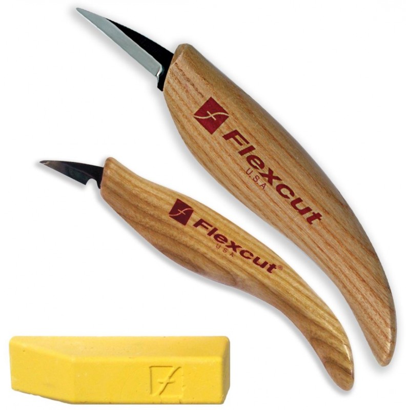 Flexcut KN300 Whittlers Knife Set  2 Detail Knives + Sharpening Compound – Cyclaire UK