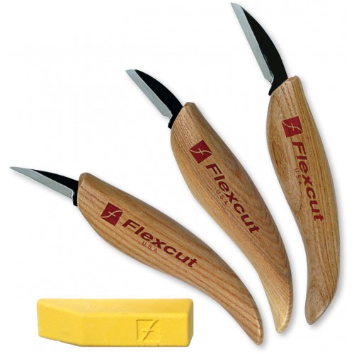 Flexcut 3 Knife Wood Carving Starter Set - Inc Knife Compound (KN500)