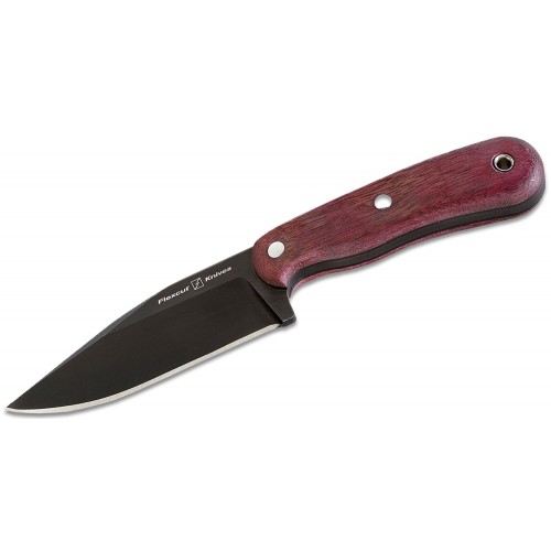 Flexcut Hawthorne Seeker Knife - 4.125" Carbon Steel Blade Purpleheart Wood Handle with Black G10 Liners