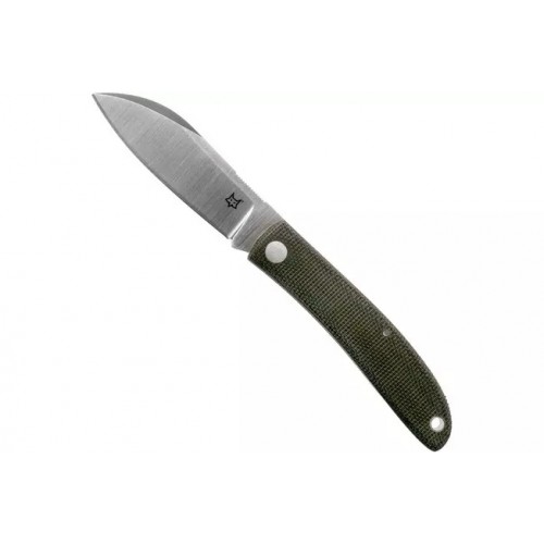Fox Knives Livri UK EDC Pocket Knife - 2.75" M390 Stainless Steel Blade Green Canvas Micarta Handle