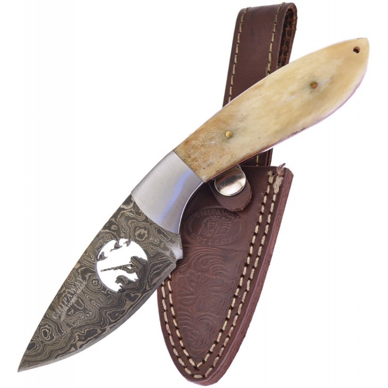 Frost Cutlery Chipaway Damascus Duck Bowie Fixed Blade Knife