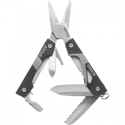 Gerber Splice Black Keychain Size Mini Multi Tool with Scissors 2.4" Closed