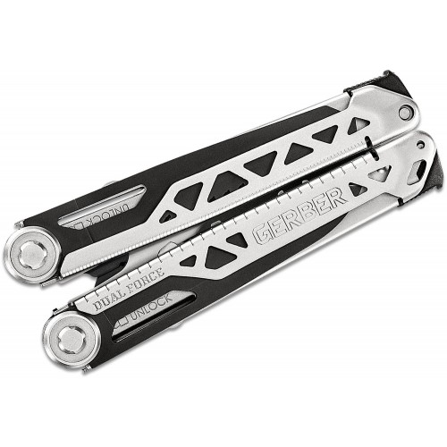 Gerber Dual Force Multi Tool Silver Black Steel Handle Sheath