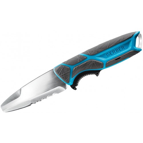 Gerber Fishing Series CrossRiver Salt Rx Fixed Blade Knife - 3" Blunt Tip Blade SaltRx Coated Blue