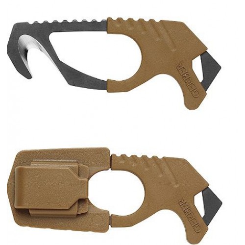 Gerber Strap Cutter - Brown - 420HC Steel - Rubber Grip -Glass Breaker