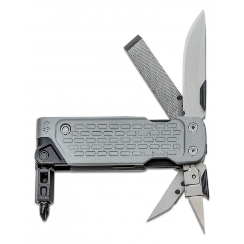 Gerber Lockdown Drive Multi-Function Folding Knife 2.5" Plain Blade, Silver Aluminum Handle
