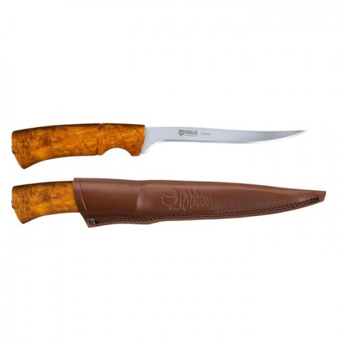 Helle Steinbit Fish Filleting Knife - 6" 12C27 Stainless Steel Blade Curly Birch Handle