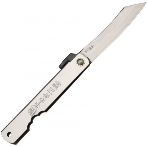 Higonokami No.6 Japanese Triple Layer SK UK EDC Pocket Folder - 2.63" SK5 Carbon Blade Silver Handle