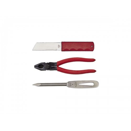 Ibberson Yacht Kit 3 PZ 730 - Boat Knife with 3.93" Serrated Blade, Pliers, Knot Melter and Leather Sheath