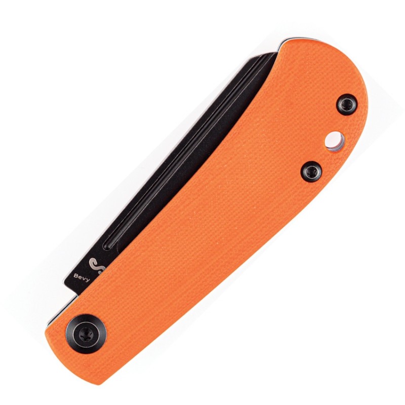 Kansept Knives Bevy UK EDC Folding Knife - 2.45" Black Coated Sheepsfoot Blade, Orange G10 Handle